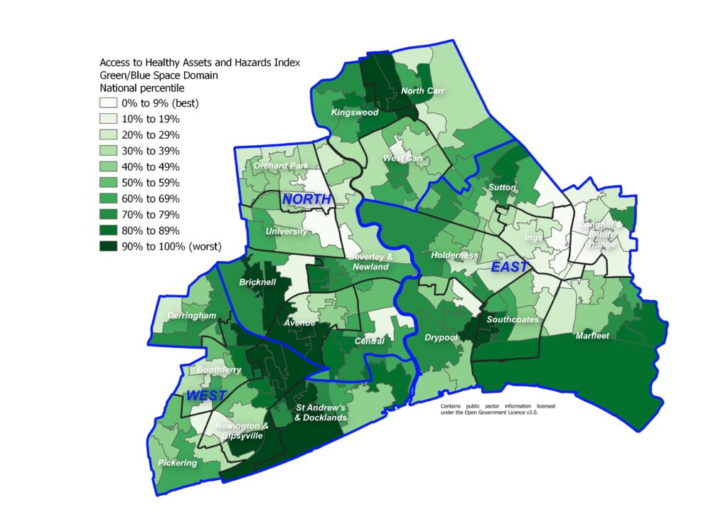 Access to Healthy Assets and Hazards Index - green/blue space domain: national percentiles