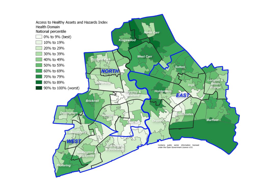 Access to Healthy Assets and Hazards Index - health domain: national percentiles