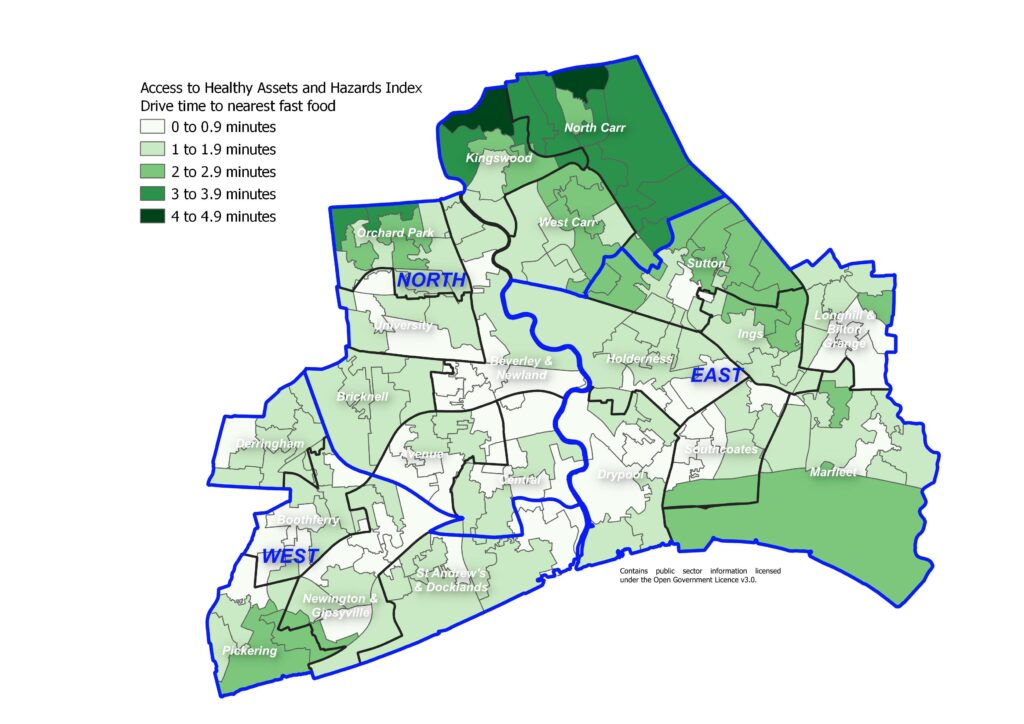 Access to Healthy Assets and Hazards Index: drive time to nearest fast food outlet