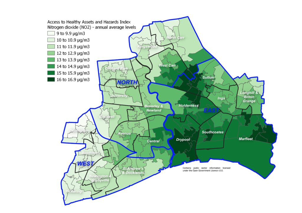 Access to Healthy Assets and Hazards Index: annual average levels of air pollution - nitrogen dioxide (NO2)