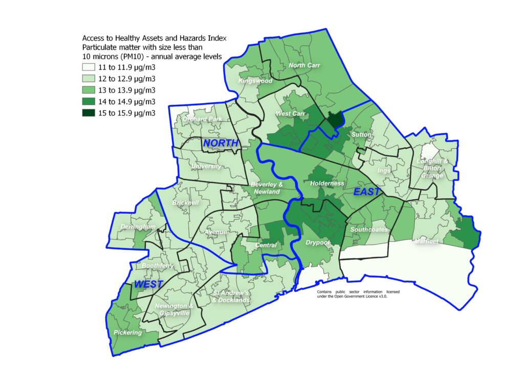 Access to Healthy Assets and Hazards Index: annual average levels of air pollution - particulate matter less than 10 microns in size