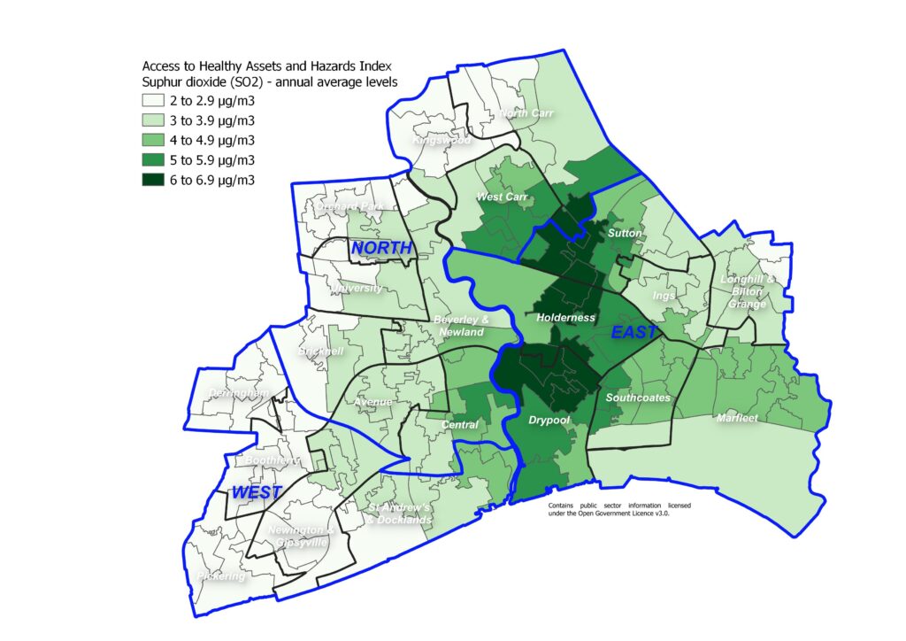 Access to Healthy Assets and Hazards Index: annual average levels of air pollution - sulphur dioxide (SO2)