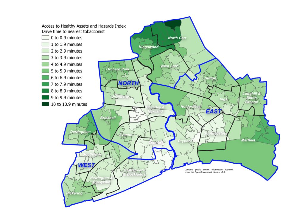 Access to Healthy Assets and Hazards Index: drive time to nearest tobacconist